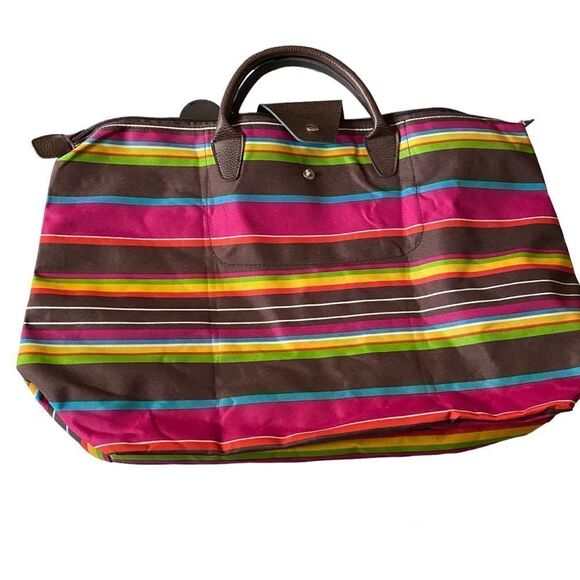 Joann Marie Designs Waterproof Fold-Up Brown pink large tote Beach diaper bag - Picture 2 of 10